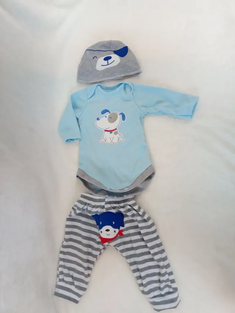 Tenue Bébé Reborn Chien Rayures